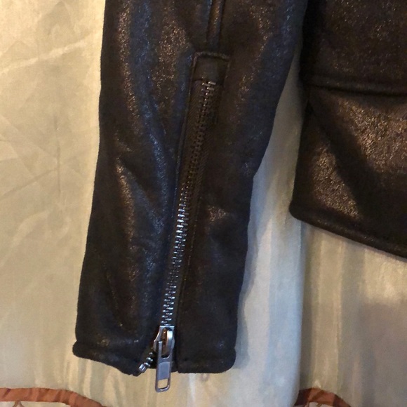 Black Shearling Moto Jacket NWT - Picture 4 of 8